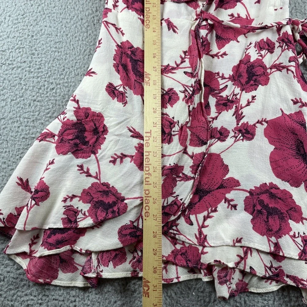 Free People French Quarter Ruffled Mini Wrap Dress Size small Red white Fairycor - Picture 6 of 13